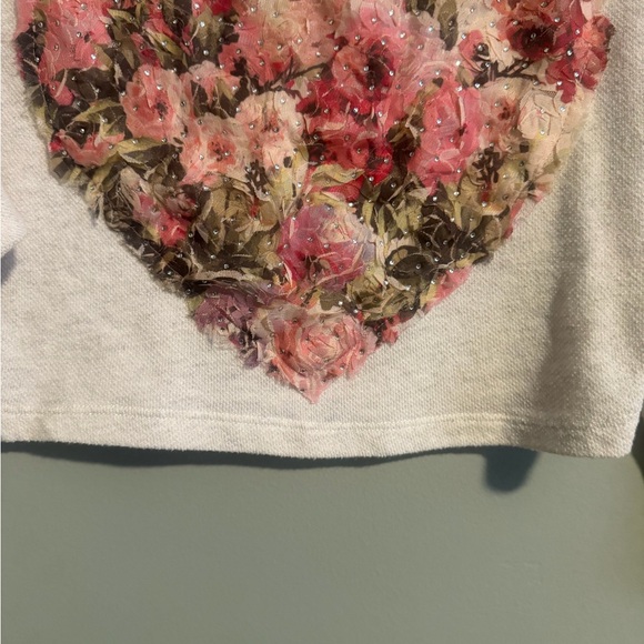 Delias Cream heart Rhinestone cropped Knit long sleeve Top size XS - Picture 6 of 12